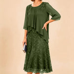 Lace Overlay Chiffon Mother of the Bride Dress
