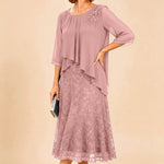 Lace Overlay Chiffon Mother of the Bride Dress