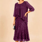 Lace Overlay Chiffon Mother of the Bride Dress