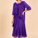 Lace Overlay Chiffon Mother of the Bride Dress