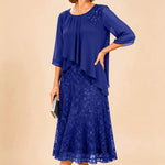 Lace Overlay Chiffon Mother of the Bride Dress