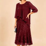 Lace Overlay Chiffon Mother of the Bride Dress