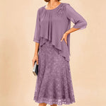 Lace Overlay Chiffon Mother of the Bride Dress