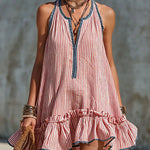 Gaëlle | Sleeveless Ruffle Striped Mini Dress