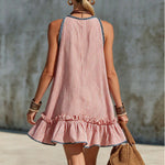 Gaëlle | Sleeveless Ruffle Striped Mini Dress