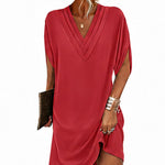 Ottilie™ | V-Neck Pleated Batwing Sleeve Dress For Women