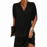Ottilie™ | V-Neck Pleated Batwing Sleeve Dress For Women