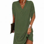 Ottilie™ | V-Neck Pleated Batwing Sleeve Dress For Women