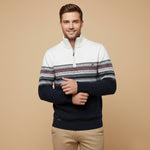 The Chatsworth Men's Quarter Zip Cotton Sweater – Fair Isle Knit
