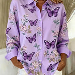 Audra™ – Whimsical Butterfly Print Button Blouse