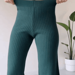 Solid Color Design Button Ribbed Knitted Two Piece Sets