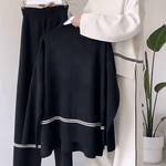 Nadorine Casual Two-pieces Outfits Solid Color Casual Top Loose Bootcut Trousers Pants Sets