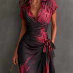 Beatrice | Midi Wrap Dress in Abstract Print