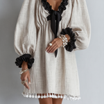 Anneliese | Ruffle-Trim Puff Sleeve Mini Dress