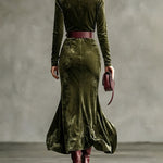 Long Sleeve Velvet Mermaid Maxi Dress
