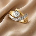 Vintage Irregular Gold and Silver Zircon Ring