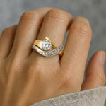 Vintage Irregular Gold and Silver Zircon Ring