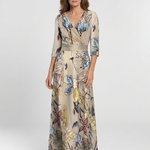 Margaret | Three Quarter Sleeve Floral Maxi Wrap Dress