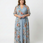 Elowen | Floral Wrap V Neck Maxi Dress