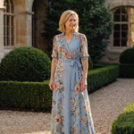 Elowen | Floral Wrap V Neck Maxi Dress