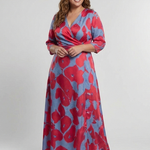 Danielle | Three Quarter Sleeve V Neck Floral Maxi Dress