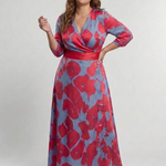 Danielle | Three Quarter Sleeve V Neck Floral Maxi Dress