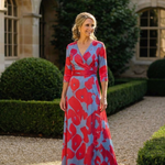Danielle | Three Quarter Sleeve V Neck Floral Maxi Dress