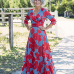 Danielle | Three Quarter Sleeve V Neck Floral Maxi Dress