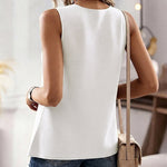 Women's Knit Tank Top Starfish Shell Gold Button Sleeveless Vest Beach Vacation Casual Top