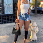 Women's Ribbed Knit Tank Top Square Neck Slim Fit Cami Top Adjustable Eyelet Strap Backless Top
