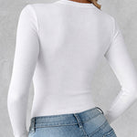 Women's Crewneck Long Sleeve Ribbed Knit Top Slim Fit Base Layer Shirt Soft Stretchy Casual Tee with Built-in Bra