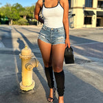 Women's Contrast Binding Camisole Rib-Knit Slim Fit Tank Top Sexy Cami with Metal Buckle Straps