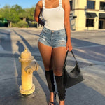 Women's Ribbed Knit Tank Top Square Neck Slim Fit Cami Top Adjustable Eyelet Strap Backless Top