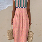 Lilith | Robe mi-longue rayée pastel