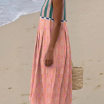 Lilith | Robe mi-longue rayée pastel