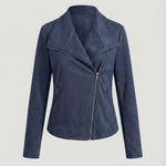 Isabella | Women's Asymmetric-Zip Tailored Faux Suede Biker Leather Jacket