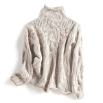 Amelia | Women's Cable Knit Sweater Turtleneck Loose-Fit Pullover