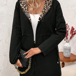 Olivia | Women's Coat Reversible Leopard Print Hooded Zip-Up Jacket