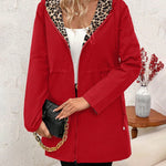 Olivia | Women's Coat Reversible Leopard Print Hooded Zip-Up Jacket