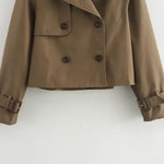 Olivia | Women's Cropped Double-Breasted Trench Coat Buckle Cuff