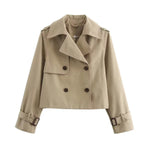 Olivia | Women's Cropped Double-Breasted Trench Coat Buckle Cuff