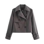 Olivia | Women's Cropped Double-Breasted Trench Coat Buckle Cuff