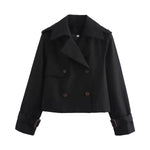 Olivia | Women's Cropped Double-Breasted Trench Coat Buckle Cuff