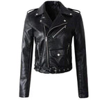 Aria | Women's Cropped Moto Faux Leather Jacket Belted Biker