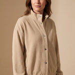 Heather | Cropped Textured Stand-Collar Jacket