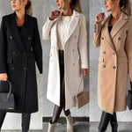 Scarlett | Women's Double-Breasted Long-Sleeve Midi Overcoat