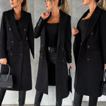 Scarlett | Women's Double-Breasted Long-Sleeve Midi Overcoat