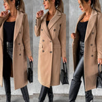Scarlett | Women's Double-Breasted Long-Sleeve Midi Overcoat