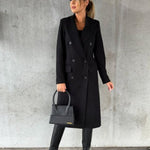 Scarlett | Women's Double-Breasted Long-Sleeve Midi Overcoat