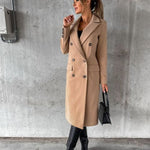 Scarlett | Women's Double-Breasted Long-Sleeve Midi Overcoat